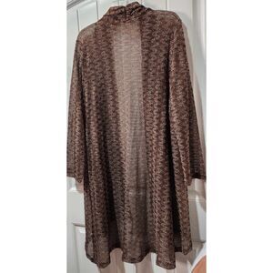 Decorated Originals Sheer Open Front Cardigan - Brown, Size 2X